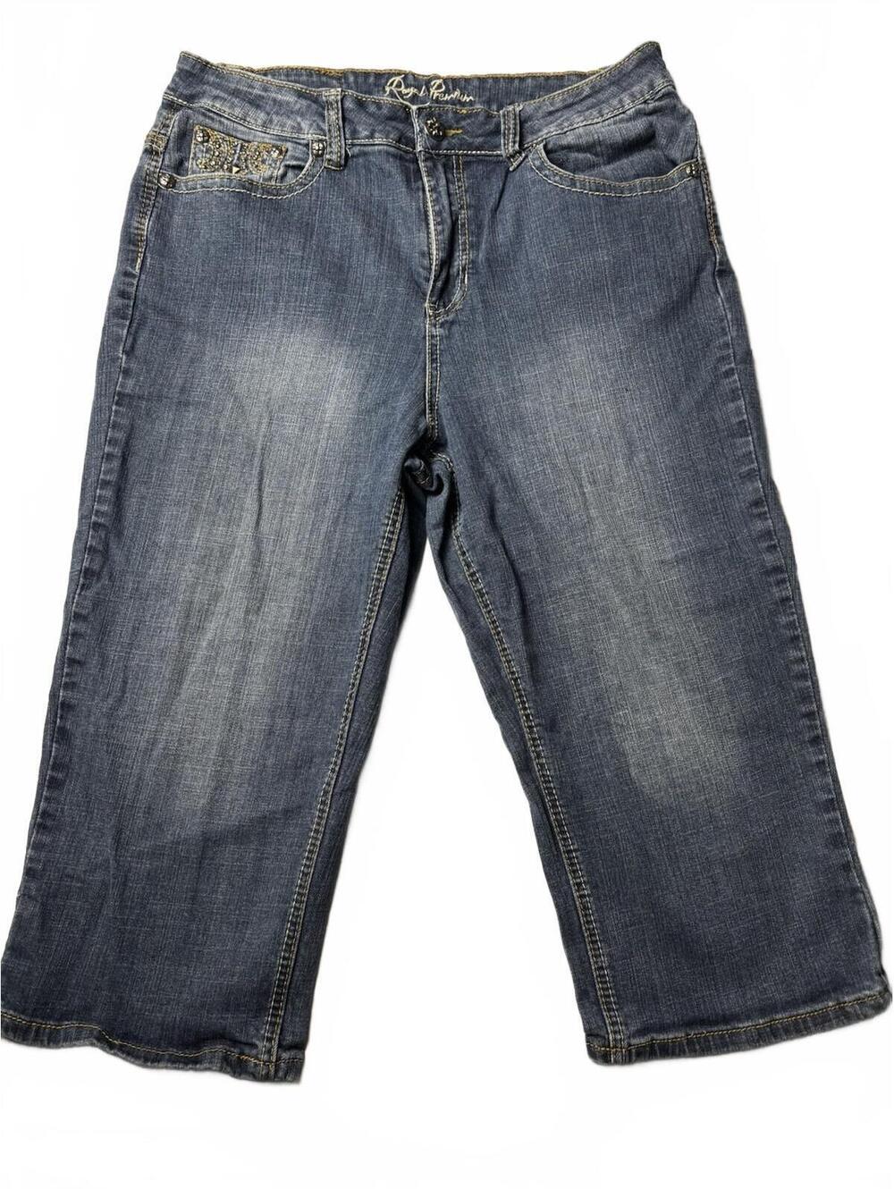 Royal Premium Women's Blue Denim Capri Jeans with Embellishd